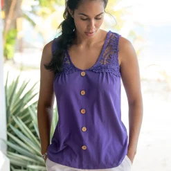 T-Shirt En Topje<Blancheporte Topje met knopen en macramé paars