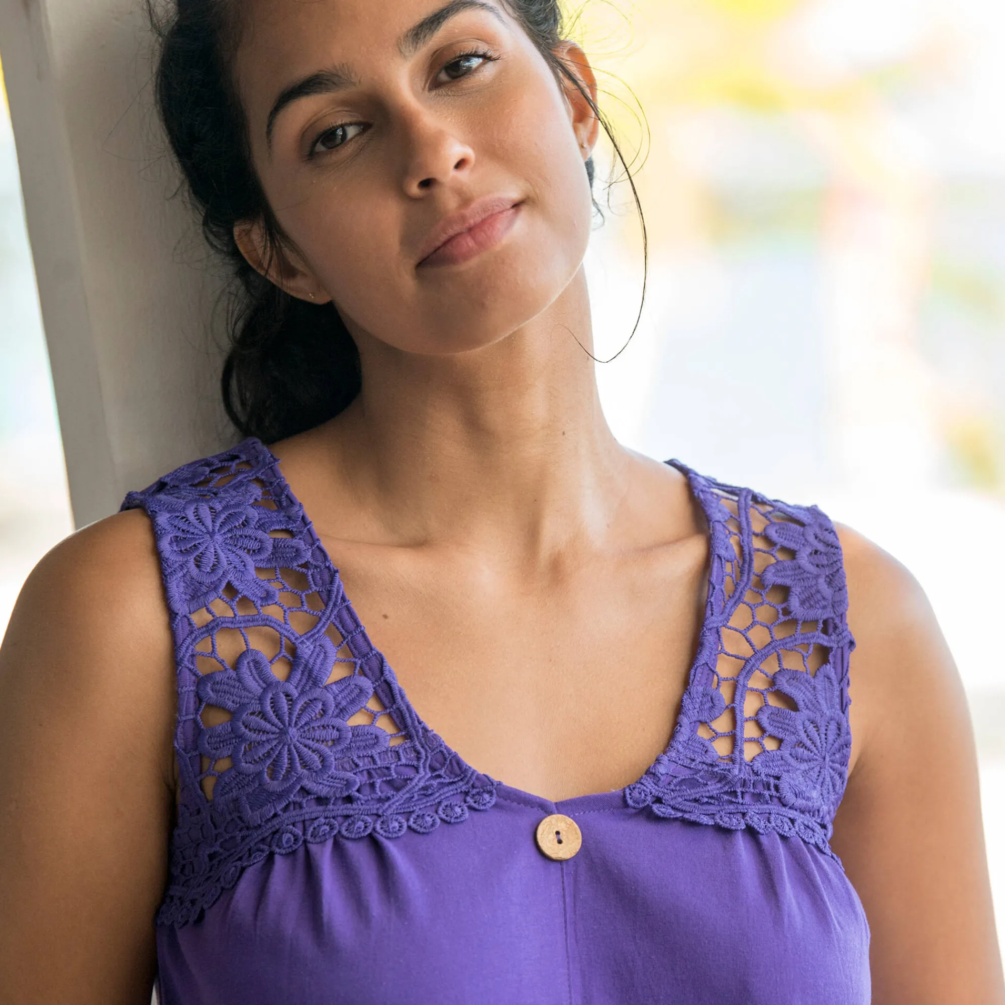 T-Shirt En Topje<Blancheporte Topje met knopen en macramé paars
