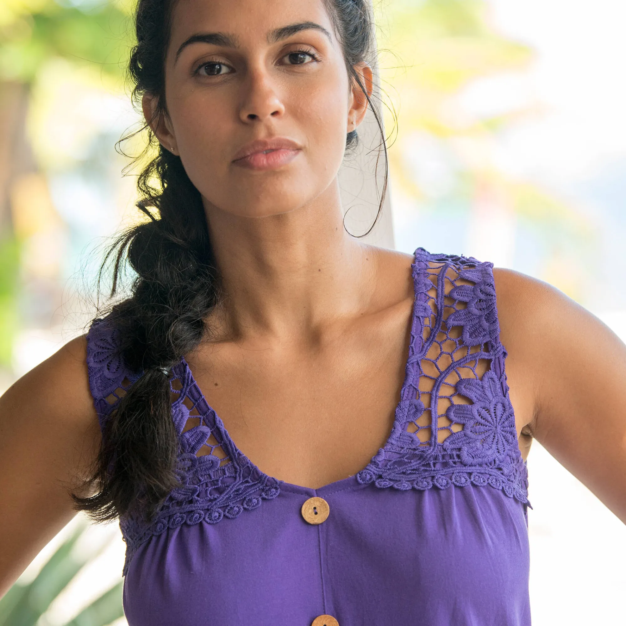 T-Shirt En Topje<Blancheporte Topje met knopen en macramé paars