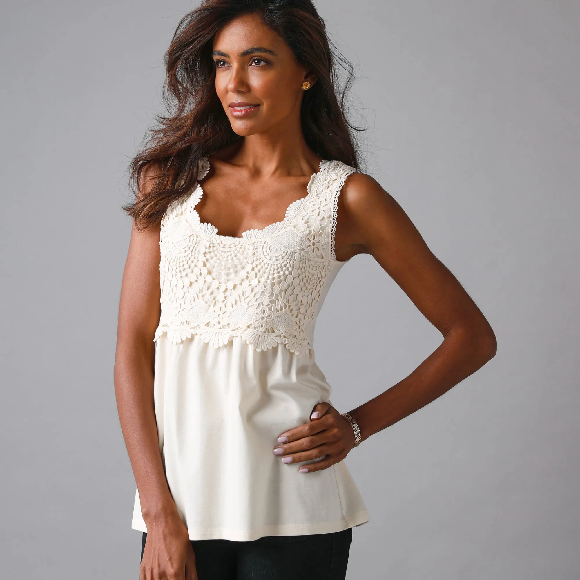 T-Shirt En Topje<Blancheporte Topje met macramé ecru