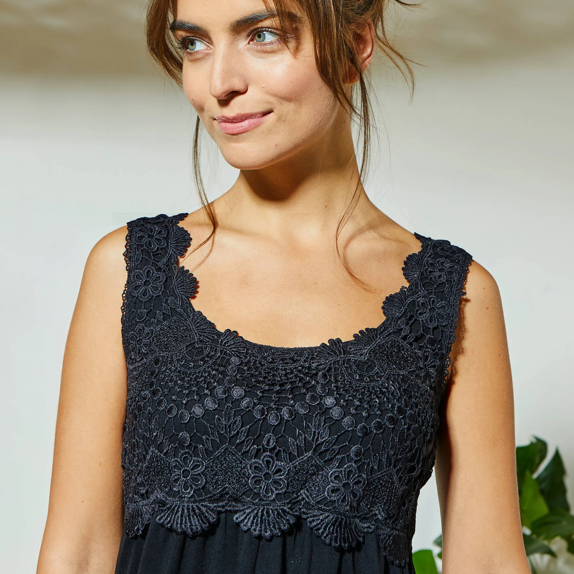 T-Shirt En Topje<Blancheporte Topje met macramé zwart