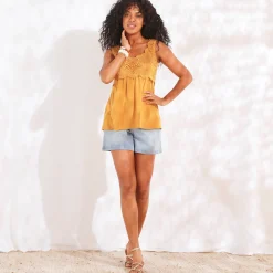 T-Shirt En Topje<Blancheporte Topje met macramé kerrie