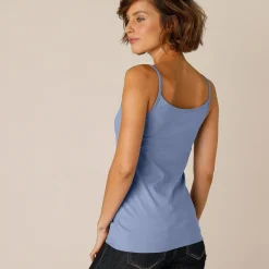 T-Shirt En Topje<Blancheporte Topje met smalle bandjes in katoen grijsblauw