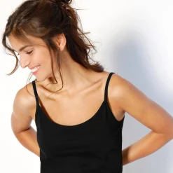 T-Shirt En Topje<Blancheporte Topje met smalle bandjes in katoen zwart