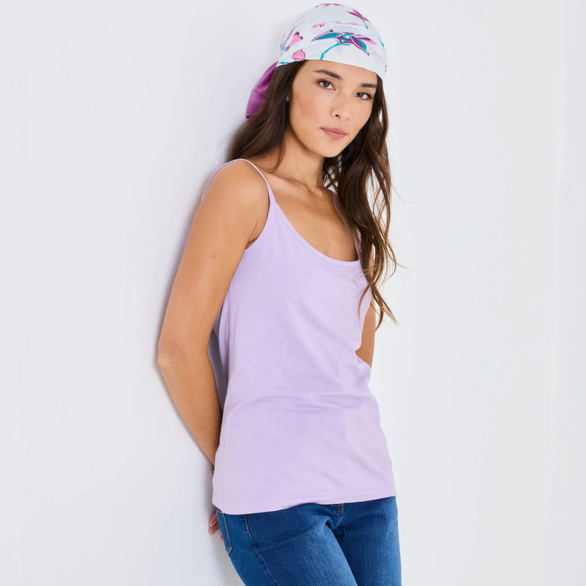 T-Shirt En Topje<Blancheporte Topje met smalle bandjes in katoen mauve