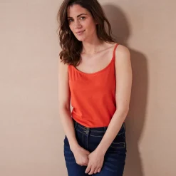 T-Shirt En Topje<Blancheporte Topje met smalle bandjes in katoen donkeroranje