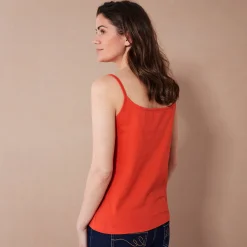 T-Shirt En Topje<Blancheporte Topje met smalle bandjes in katoen donkeroranje