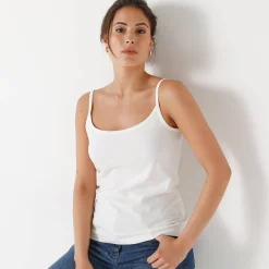 T-Shirt En Topje<Blancheporte Topje met smalle bandjes in katoen ecru