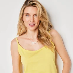 T-Shirt En Topje<Blancheporte Topje met smalle bandjes in katoen lichtgeel