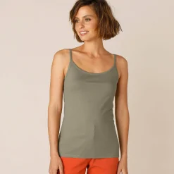 T-Shirt En Topje<Blancheporte Topje met smalle bandjes in katoen kaki