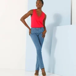 T-Shirt En Topje<Blancheporte Topje met V-hals in kant framboos