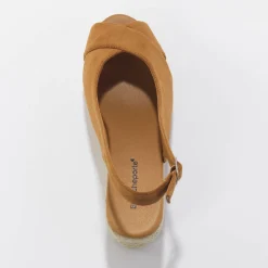 Sandalen En Espadrilles|Schoenen<Blancheporte Touw sleehakken met open hiel en teen karamel