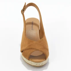Sandalen En Espadrilles|Schoenen<Blancheporte Touw sleehakken met open hiel en teen karamel