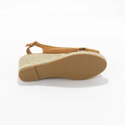 Sandalen En Espadrilles|Schoenen<Blancheporte Touw sleehakken met open hiel en teen karamel