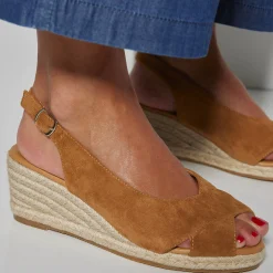Sandalen En Espadrilles|Schoenen<Blancheporte Touw sleehakken met open hiel en teen karamel