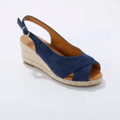 Sandalen En Espadrilles|Schoenen<Blancheporte Touw sleehakken met open hiel en teen blauw