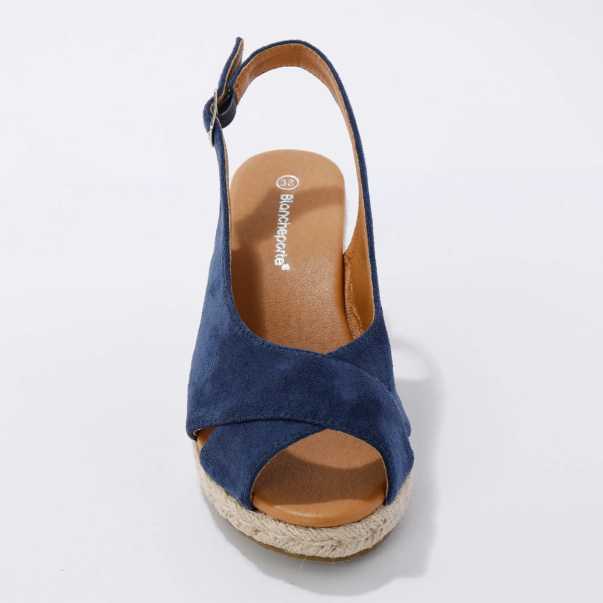 Sandalen En Espadrilles|Schoenen<Blancheporte Touw sleehakken met open hiel en teen blauw