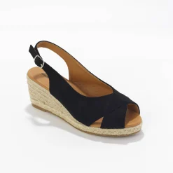 Sandalen En Espadrilles|Schoenen<Blancheporte Touw sleehakken met open hiel en teen zwart