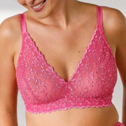 Beha<Confidence Lingerie Triangelbeha in geborduurde stretchtule Batlow - zonder beugels roze