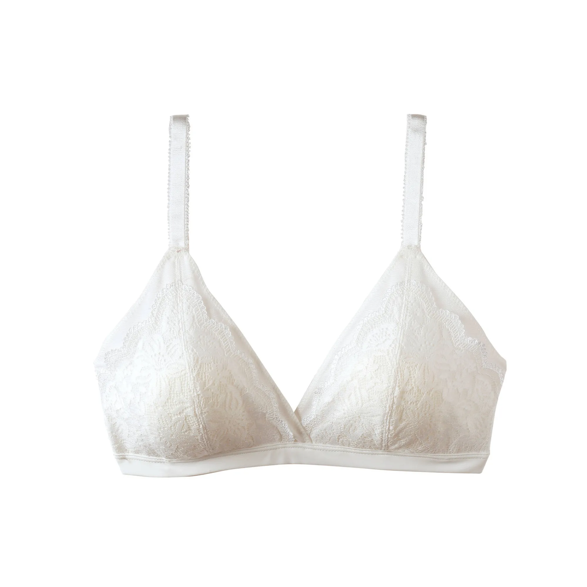 Beha<Confidence Lingerie Triangelbeha in kant en rekbare tule Guspini - zonder beugels ivoorkleur