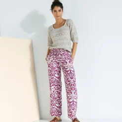 Trui En Vest<Blancheporte Trui in fantasie ajourtricot, mouwen op ellebooglengte beige
