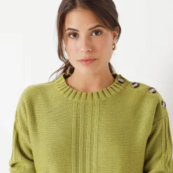 Trui En Vest<Blancheporte Trui in fantasietricot mosgroen
