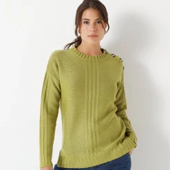 Trui En Vest<Blancheporte Trui in fantasietricot mosgroen