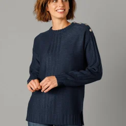 Trui En Vest<Blancheporte Trui in fantasietricot marine