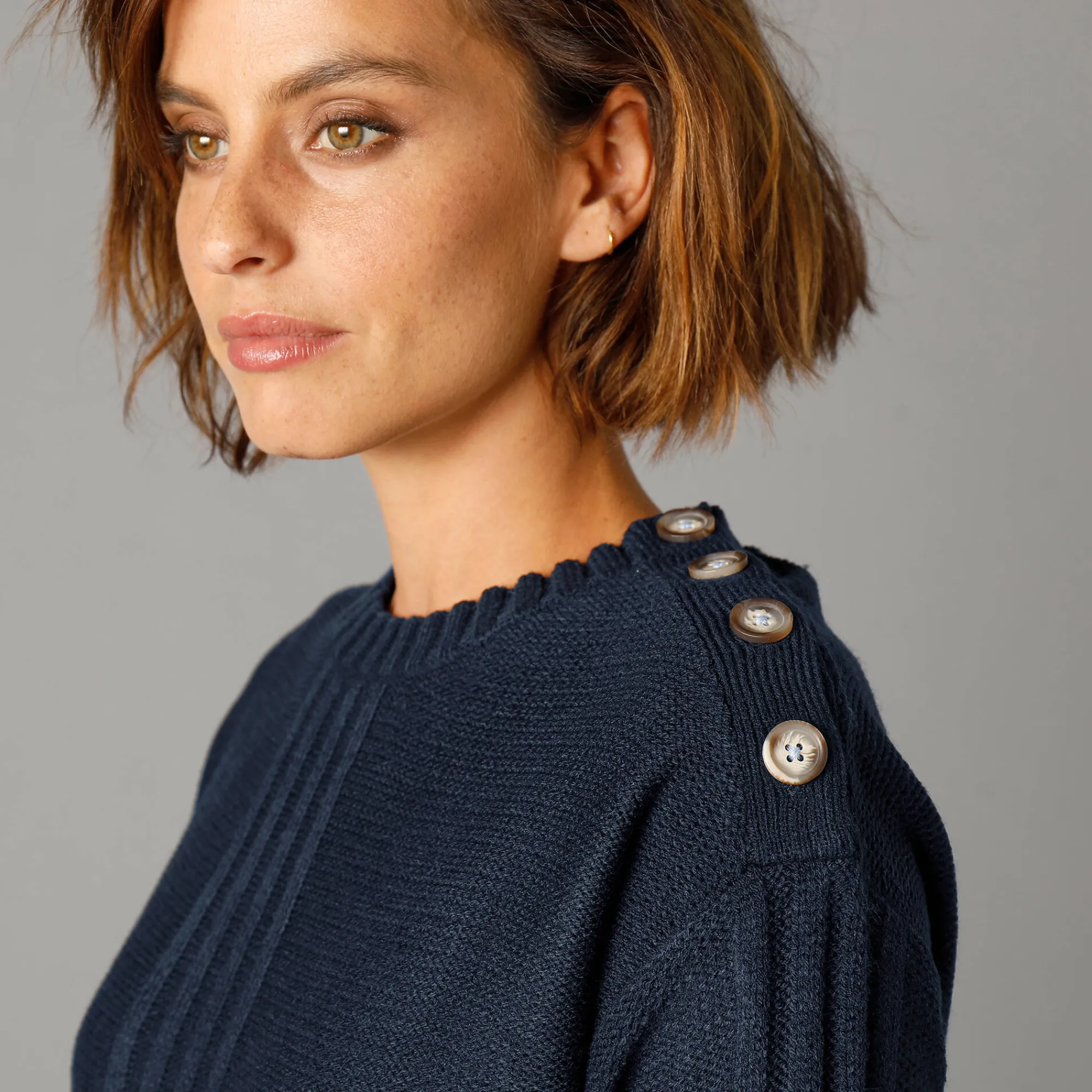 Trui En Vest<Blancheporte Trui in fantasietricot marine
