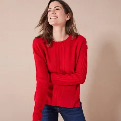 Trui En Vest<Blancheporte Trui in fantasietricot rood