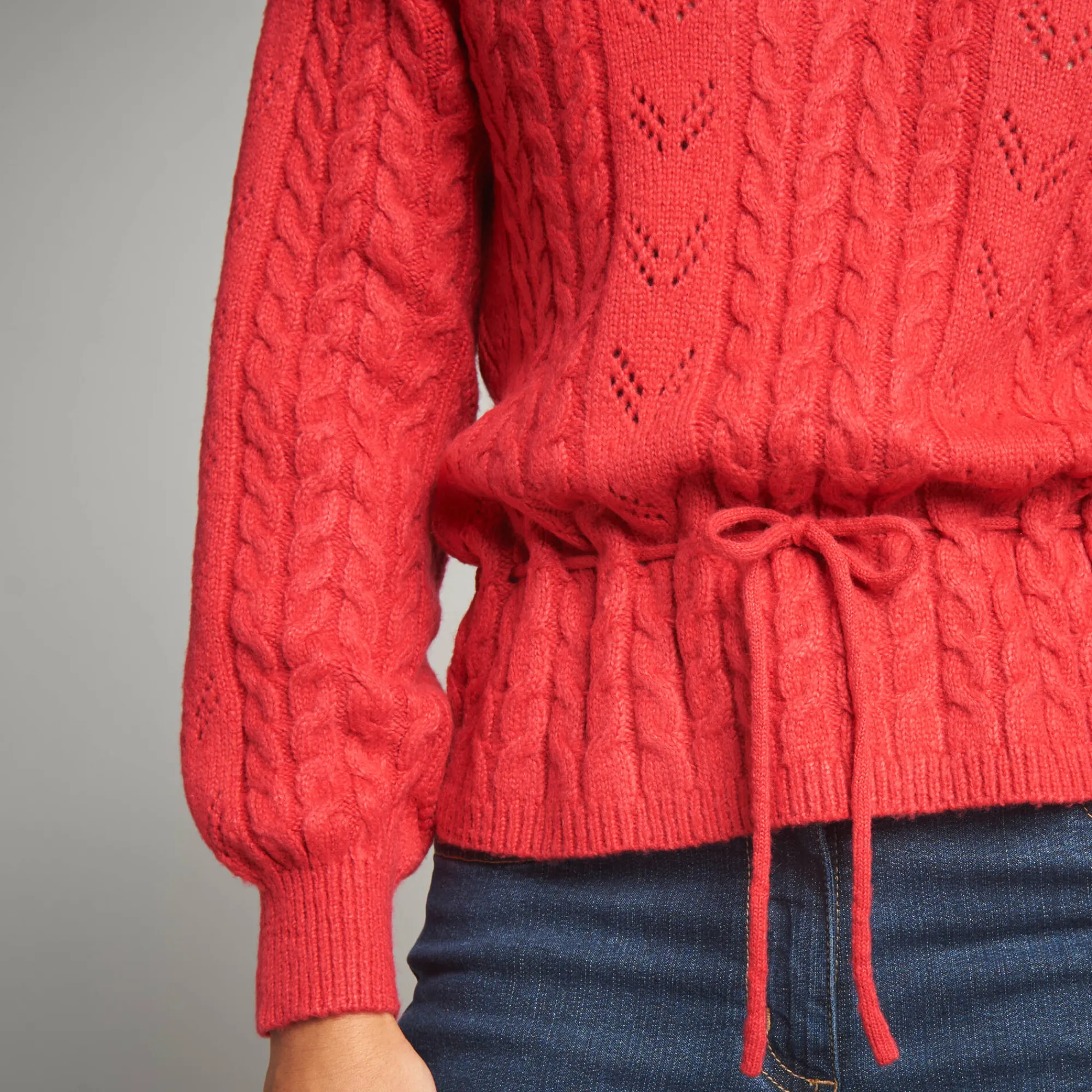 Trui En Vest<Lora Zellini Trui in fantasietricot met V-hals rood