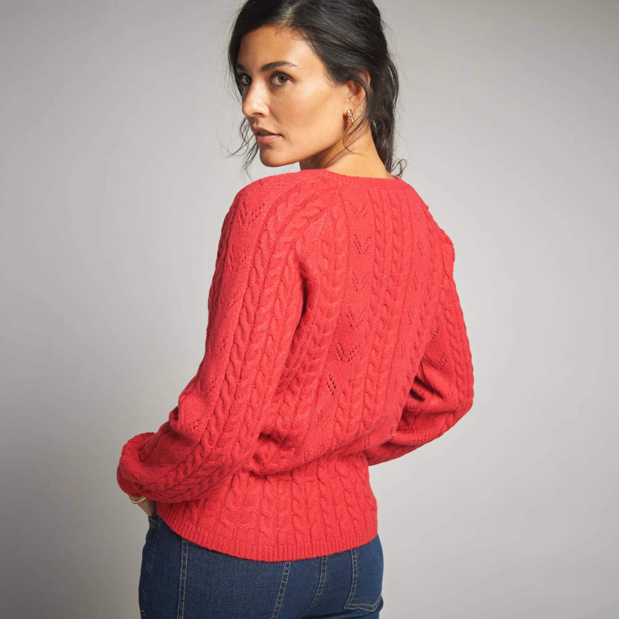 Trui En Vest<Lora Zellini Trui in fantasietricot met V-hals rood