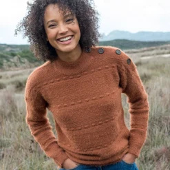 Trui En Vest<Blancheporte Trui in harig fantasietrioct met opstaand kraagje karamel
