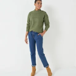 Trui En Vest<Blancheporte Trui in harig fantasietrioct met opstaand kraagje lindegroen