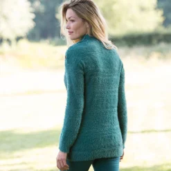 Trui En Vest<Blancheporte Trui in harig fantasietrioct met opstaand kraagje groen
