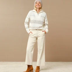 Trui En Vest<Blancheporte Trui in jacquard, truckerskraag met rits ecru / beige