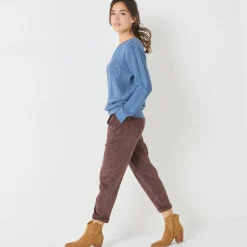 Trui En Vest<Blancheporte Trui in kabeltricot, ronde hals jeansblauw
