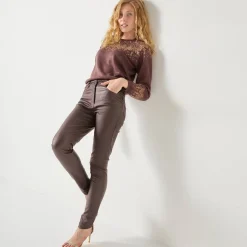 Feestoutfits Dames|Trui En Vest<Blancheporte Trui in koperkleurige jacquard, met mohairtouch chocolade / koper