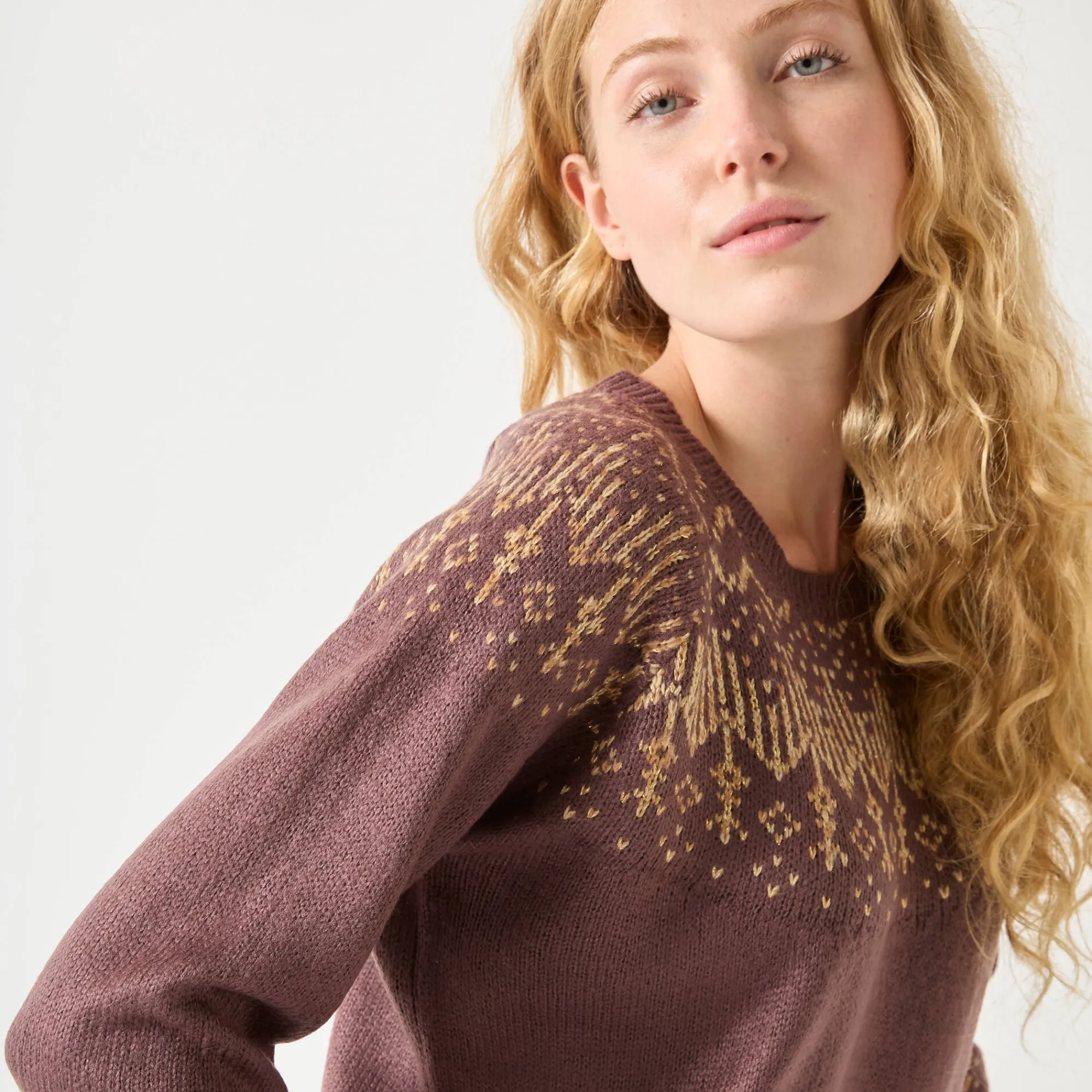 Feestoutfits Dames|Trui En Vest<Blancheporte Trui in koperkleurige jacquard, met mohairtouch chocolade / koper