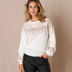 Feestoutfits Dames|Trui En Vest<Blancheporte Trui in koperkleurige jacquard, met mohairtouch ecru / koper