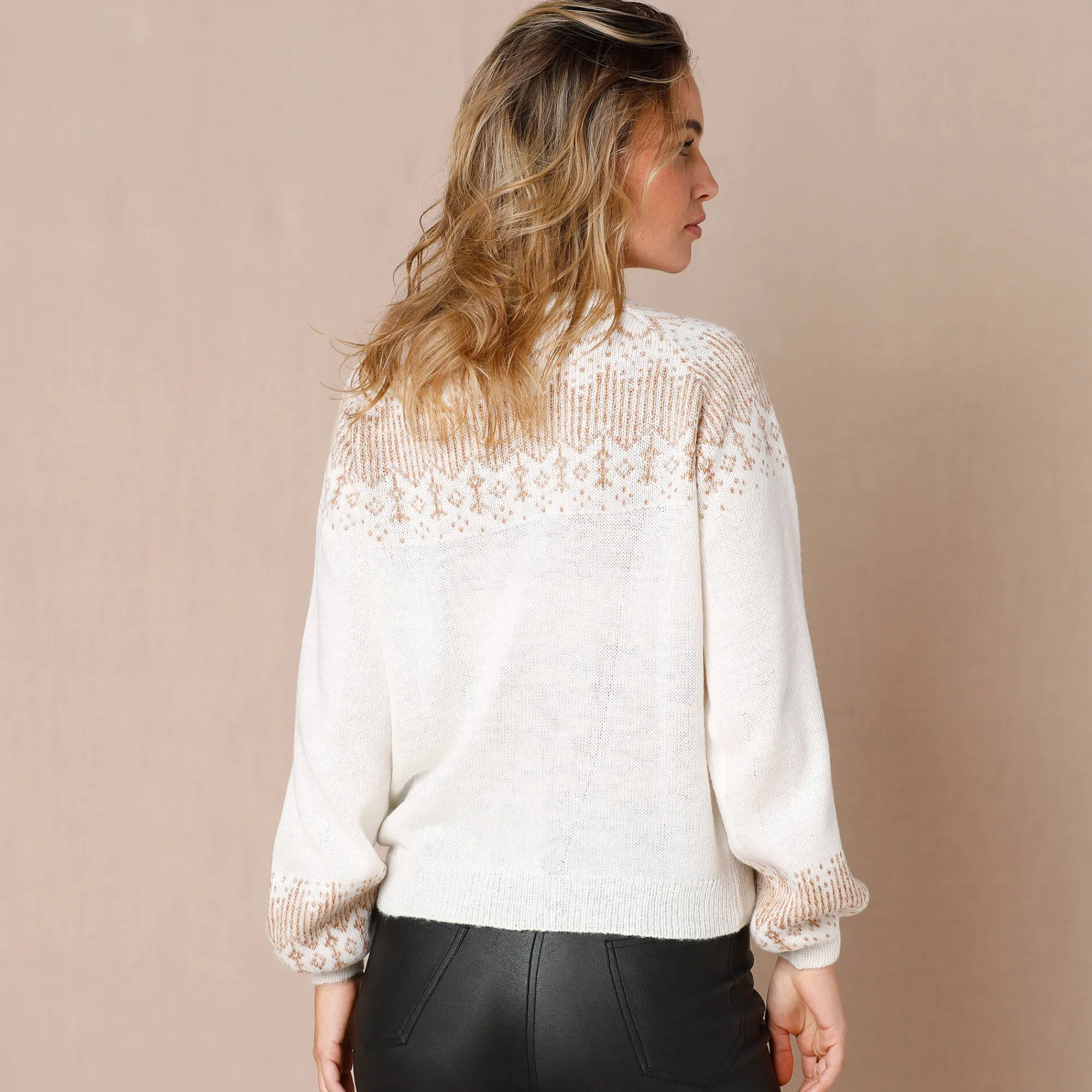Feestoutfits Dames|Trui En Vest<Blancheporte Trui in koperkleurige jacquard, met mohairtouch ecru / koper