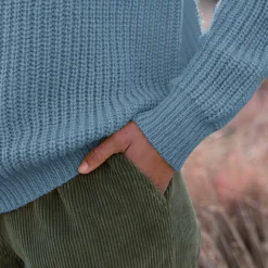 Trui En Vest<Blancheporte Trui in loose model met V-hals, patenttricot met zachte touch blauw