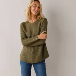 Trui En Vest<Blancheporte Trui in patenttricot met uitlopend model met zachte touch bronskleur