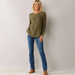 Trui En Vest<Blancheporte Trui in patenttricot met uitlopend model met zachte touch bronskleur