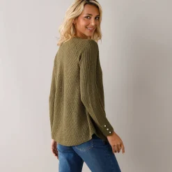 Trui En Vest<Blancheporte Trui in patenttricot met uitlopend model met zachte touch bronskleur