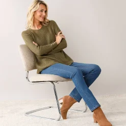 Trui En Vest<Blancheporte Trui in patenttricot met uitlopend model met zachte touch bronskleur