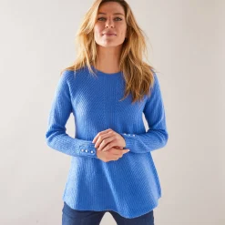 Trui En Vest<Blancheporte Trui in patenttricot met uitlopend model met zachte touch lavendelblauw