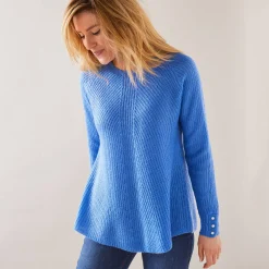 Trui En Vest<Blancheporte Trui in patenttricot met uitlopend model met zachte touch lavendelblauw