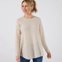Trui En Vest<Blancheporte Trui in patenttricot met uitlopend model met zachte touch ecru