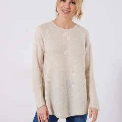 Trui En Vest<Blancheporte Trui in patenttricot met uitlopend model met zachte touch ecru